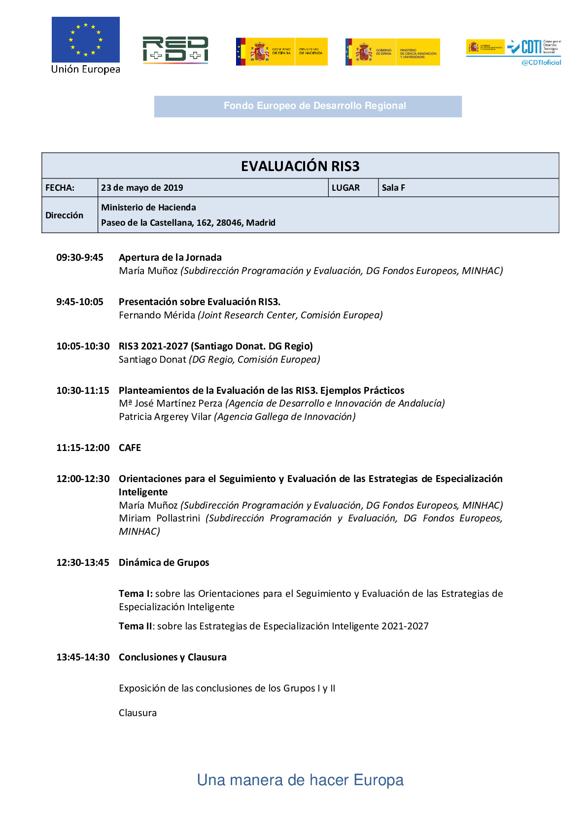 Agenda Final Eval RIS3