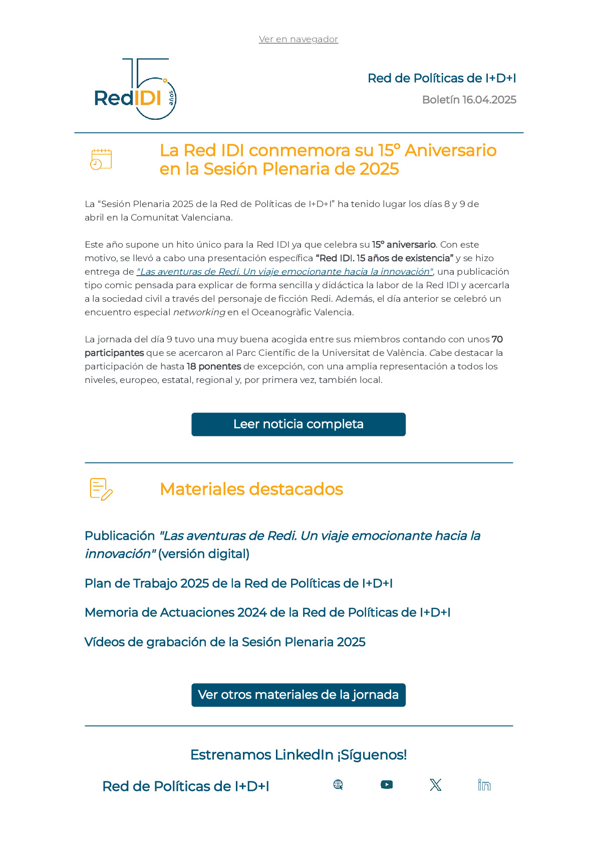 Boletín Especial 16.04.2025 Sesión Plenaria 2025 y conmemoración  15 Aniversario_0