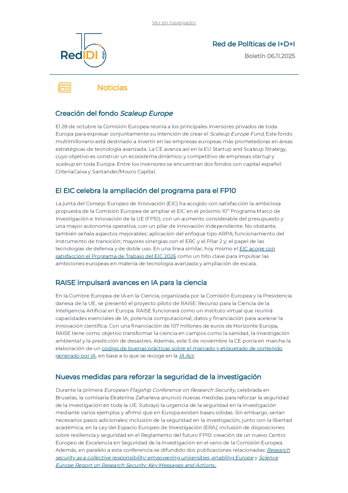 Boletín de actualidad 06.11.2025 de la Red IDI