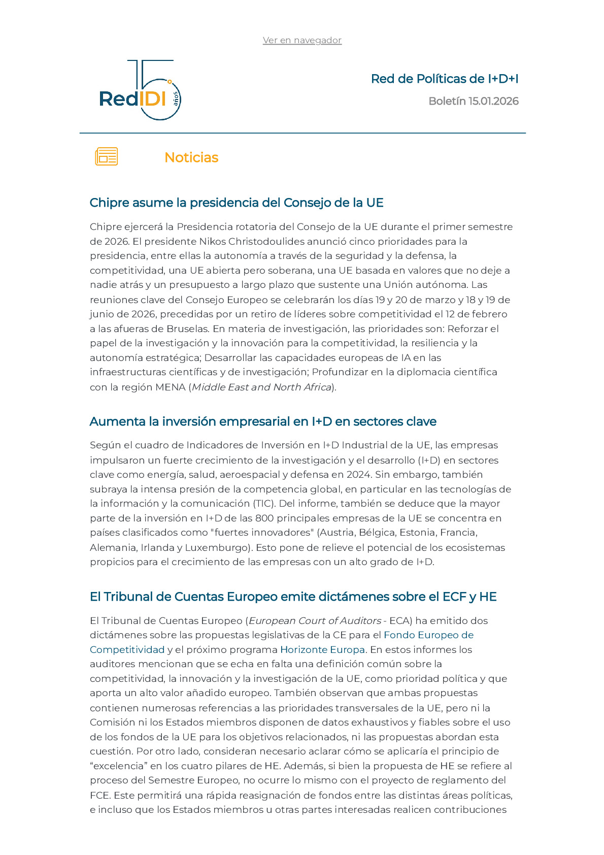 Boletín de actualidad 15.01.2026 de la Red IDI