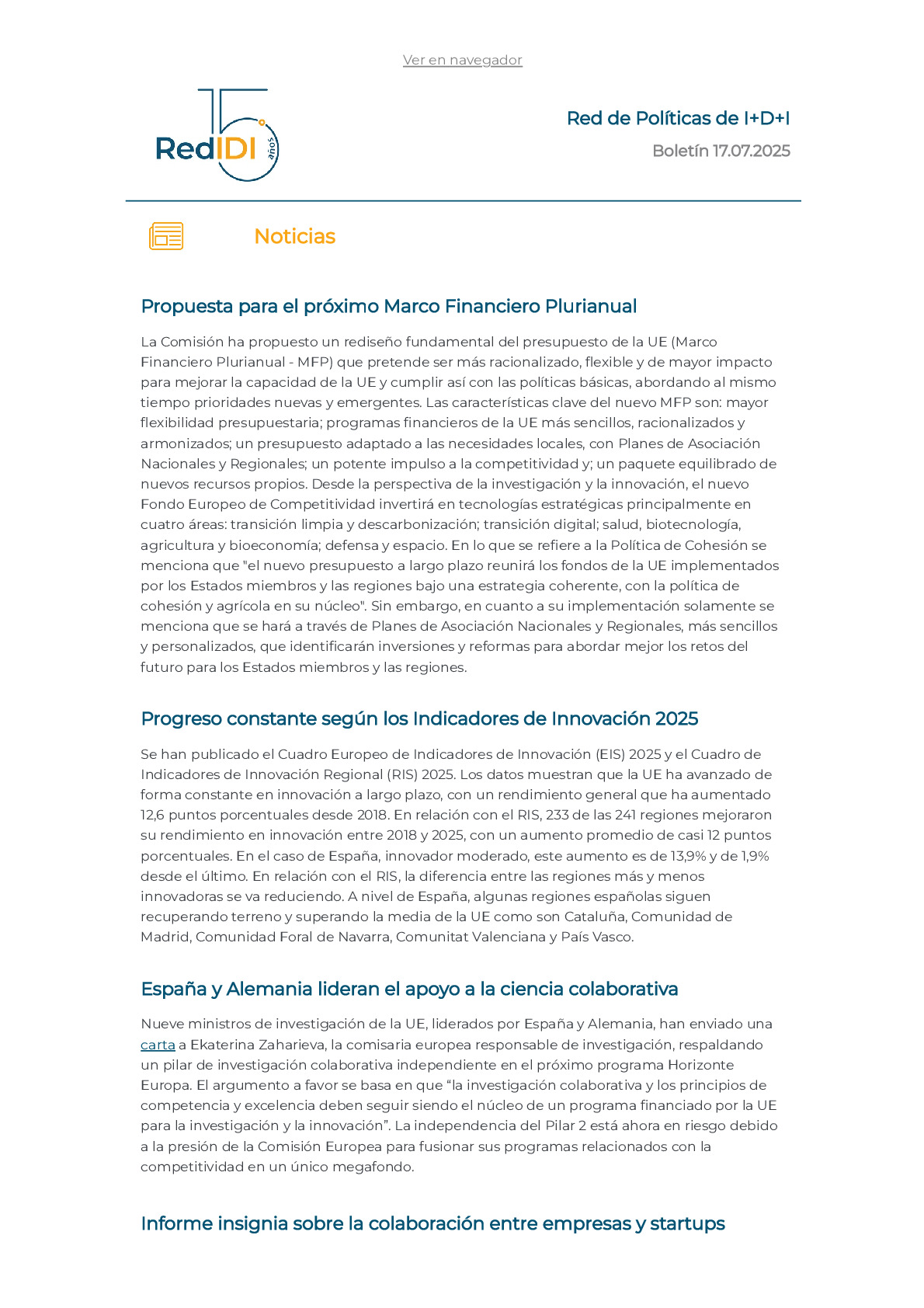 Boletín de actualidad 17.07.2025 de la Red IDI