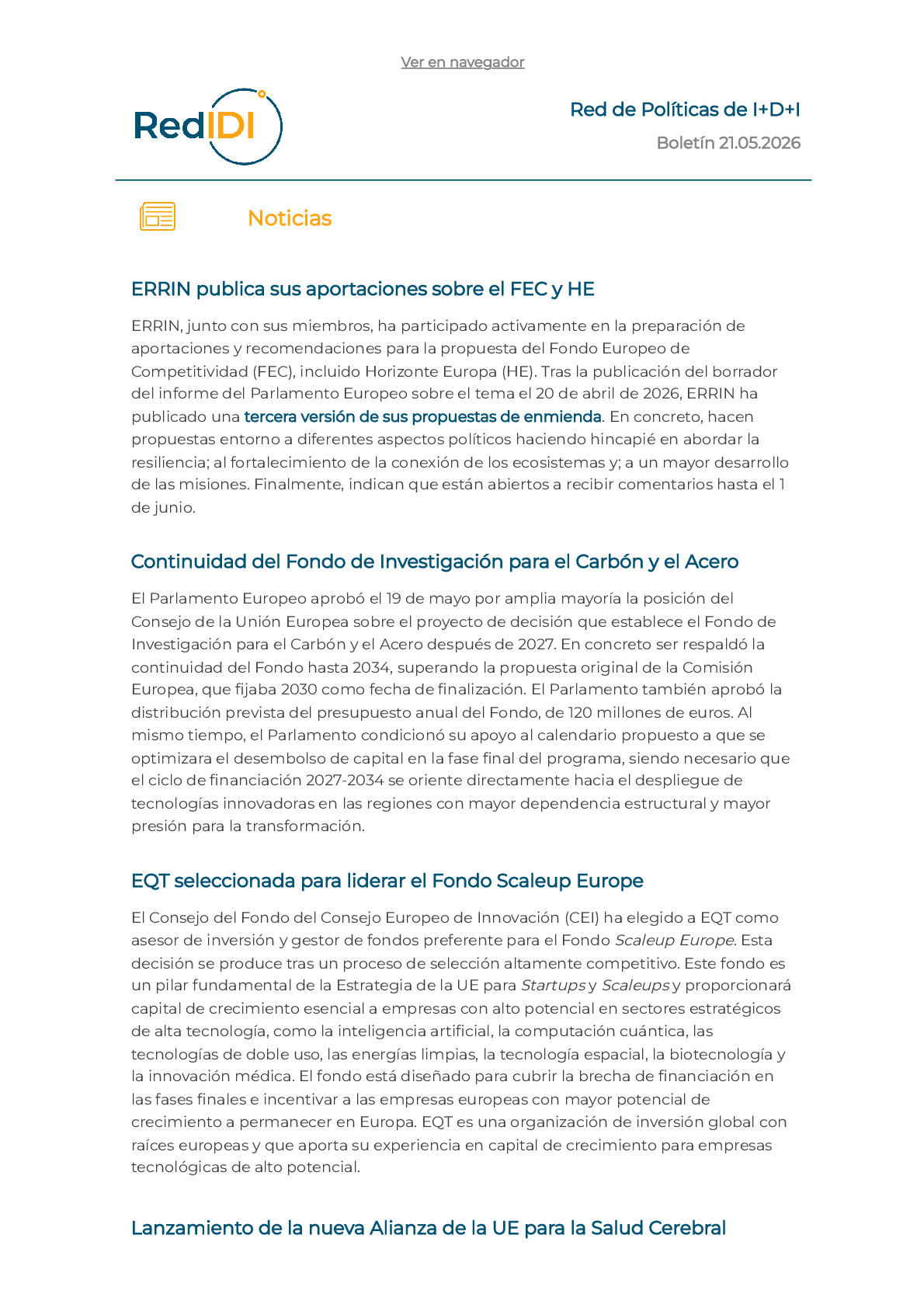 Boletín de actualidad 21.05.2026 de la Red IDI