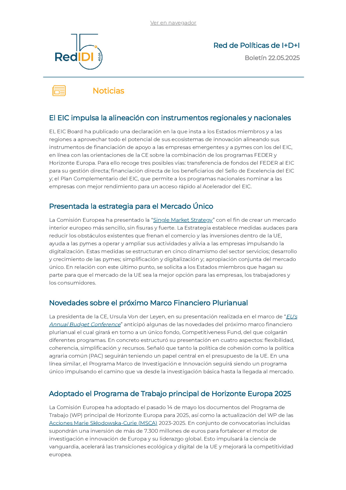 Boletín de actualidad 22.05.2025 de la Red IDI