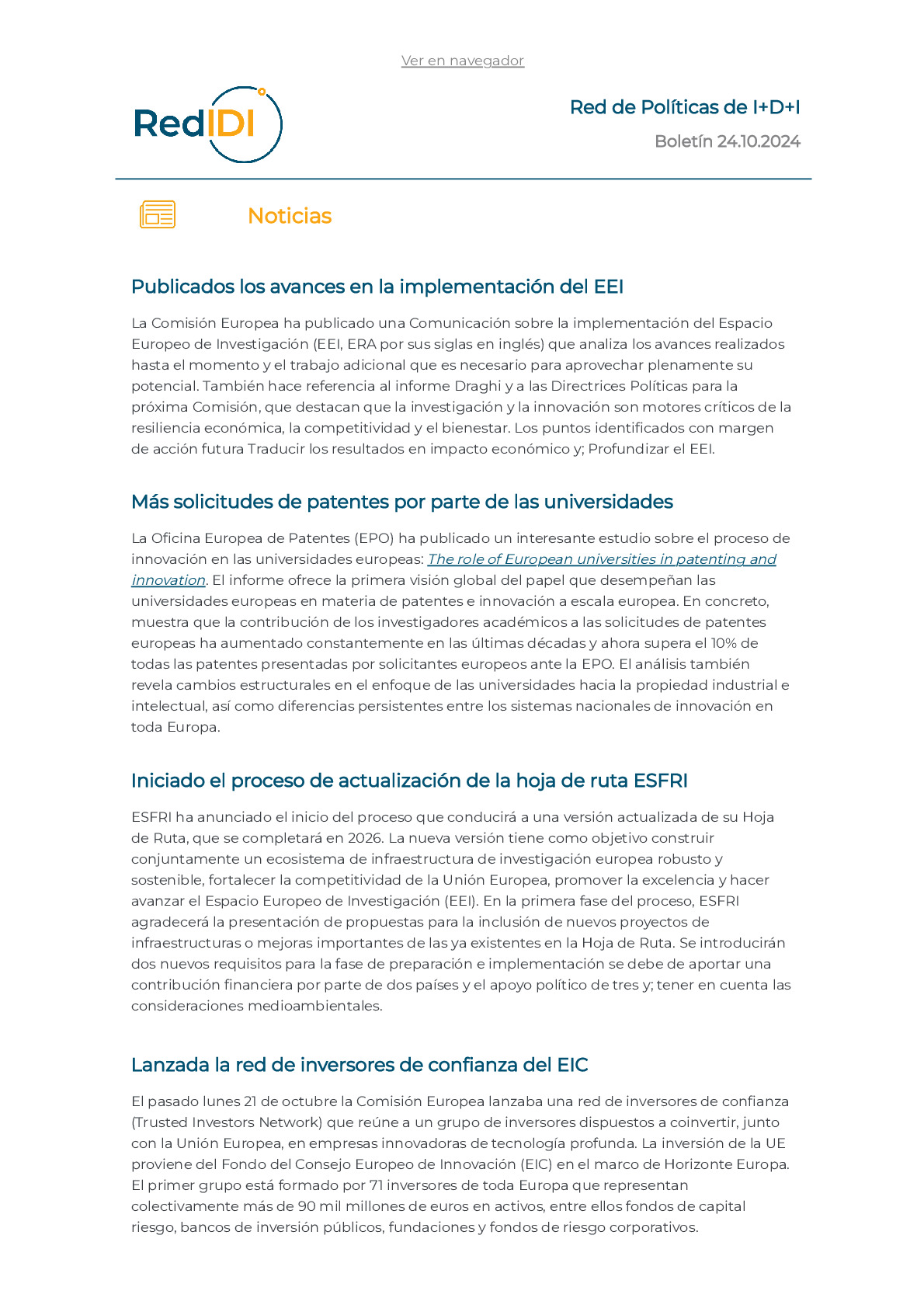 Boletín de actualidad 24.10.2024 de la Red IDI