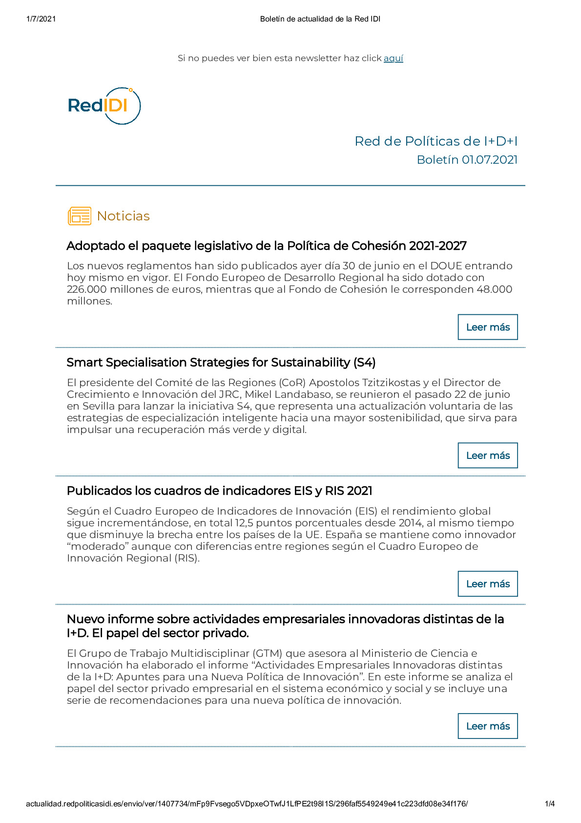 Boletín de actualidad de la Red IDI