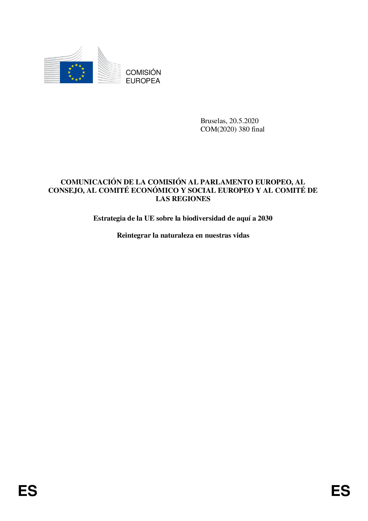 Comunicacion_Estrategia de la UE sobre la biodiversidad de aqui a 2030. 2020-380