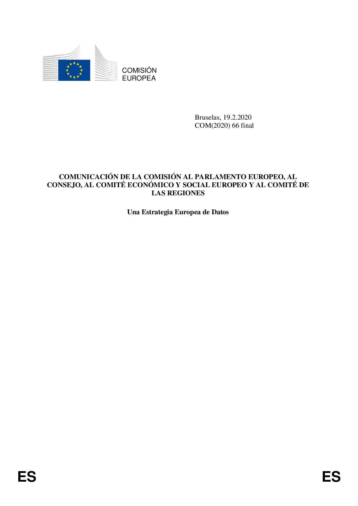 Comunicacion_Una Estrategia Europea de Datos_2020