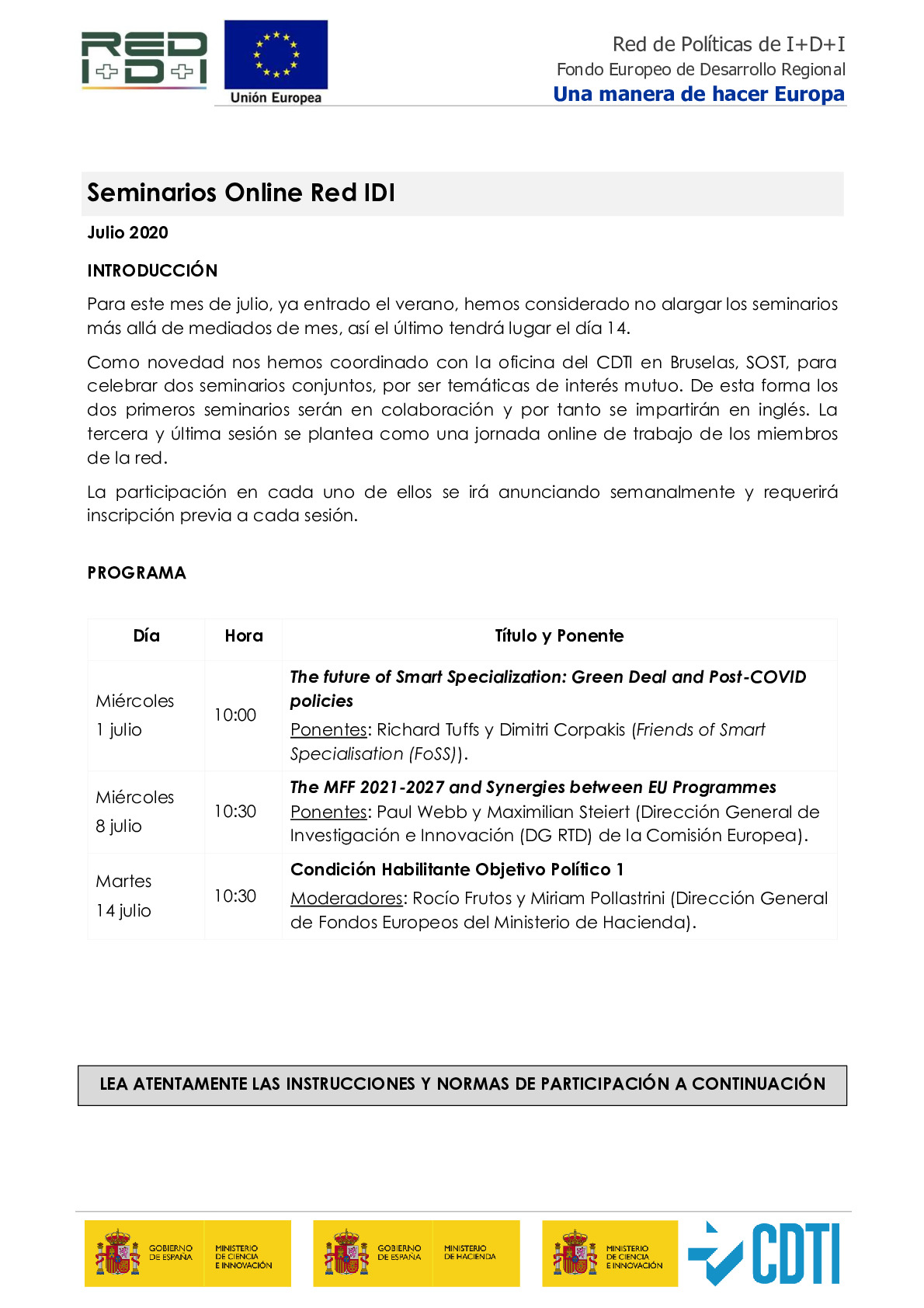 Programa Seminarios Online Red IDI_Julio2020