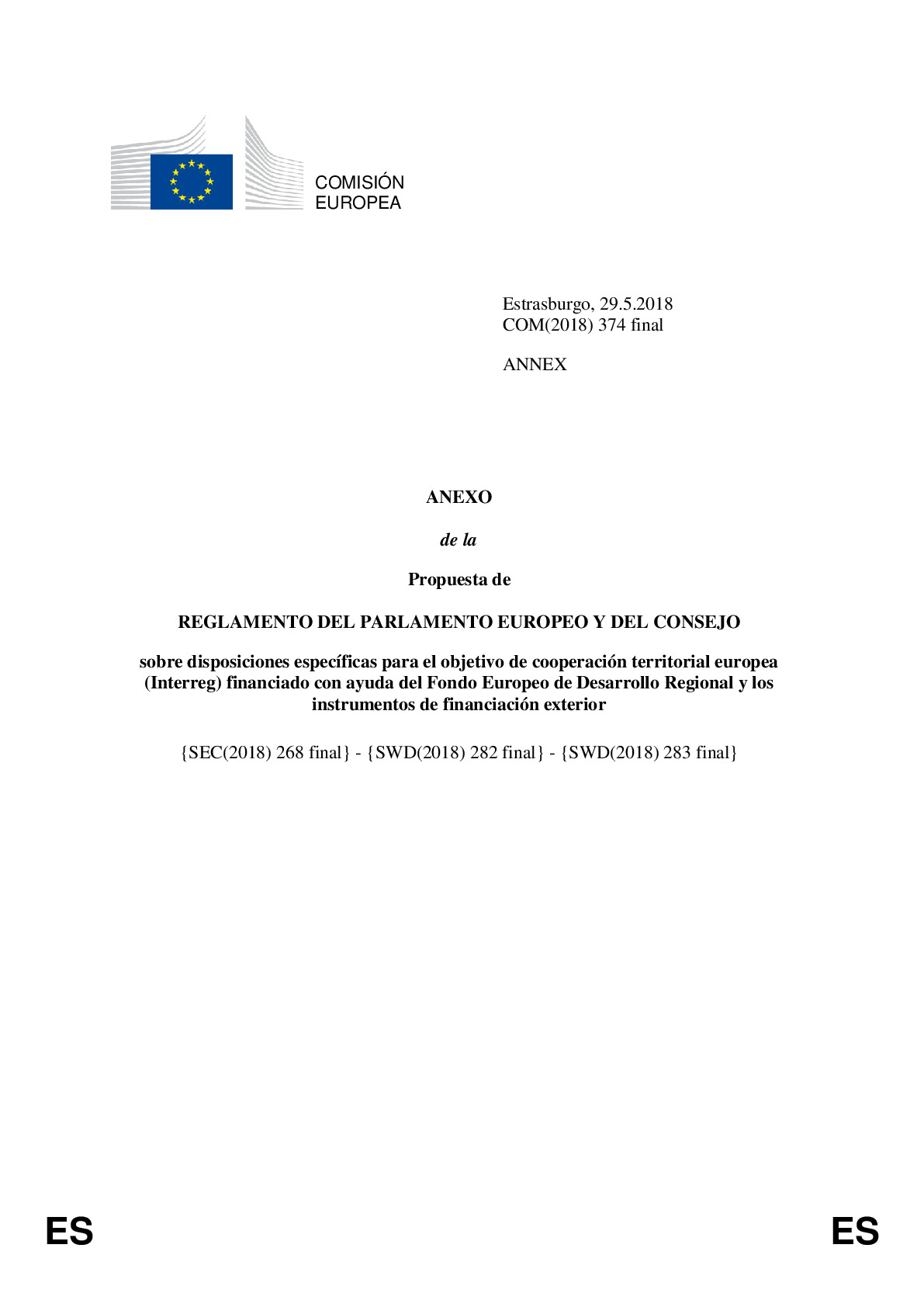 Propuesta Reglamento Disposiciones Especificas CTE_COM (2018) 374_Anexos