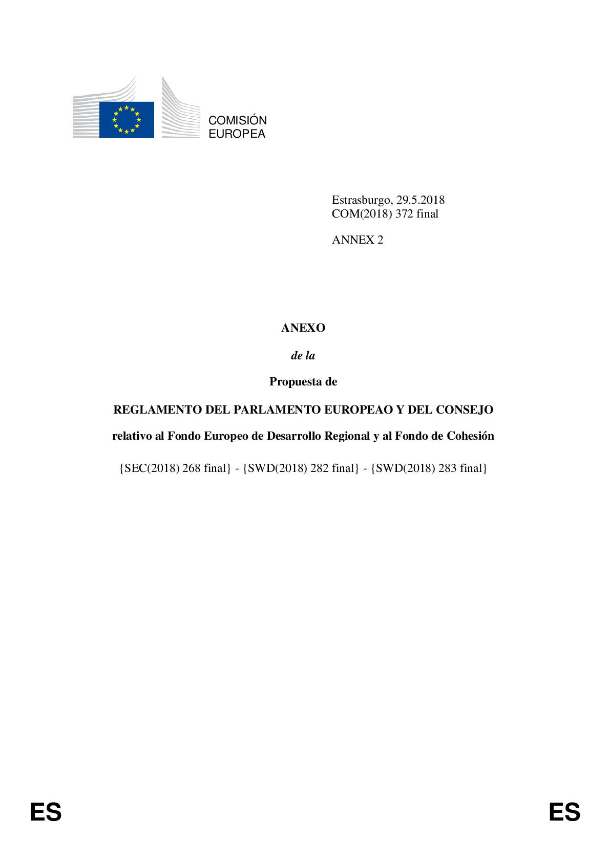 Propuesta Reglamento FEDER y Fondo de Cohesion_COM (2018) 372_Anexo Apartado 3