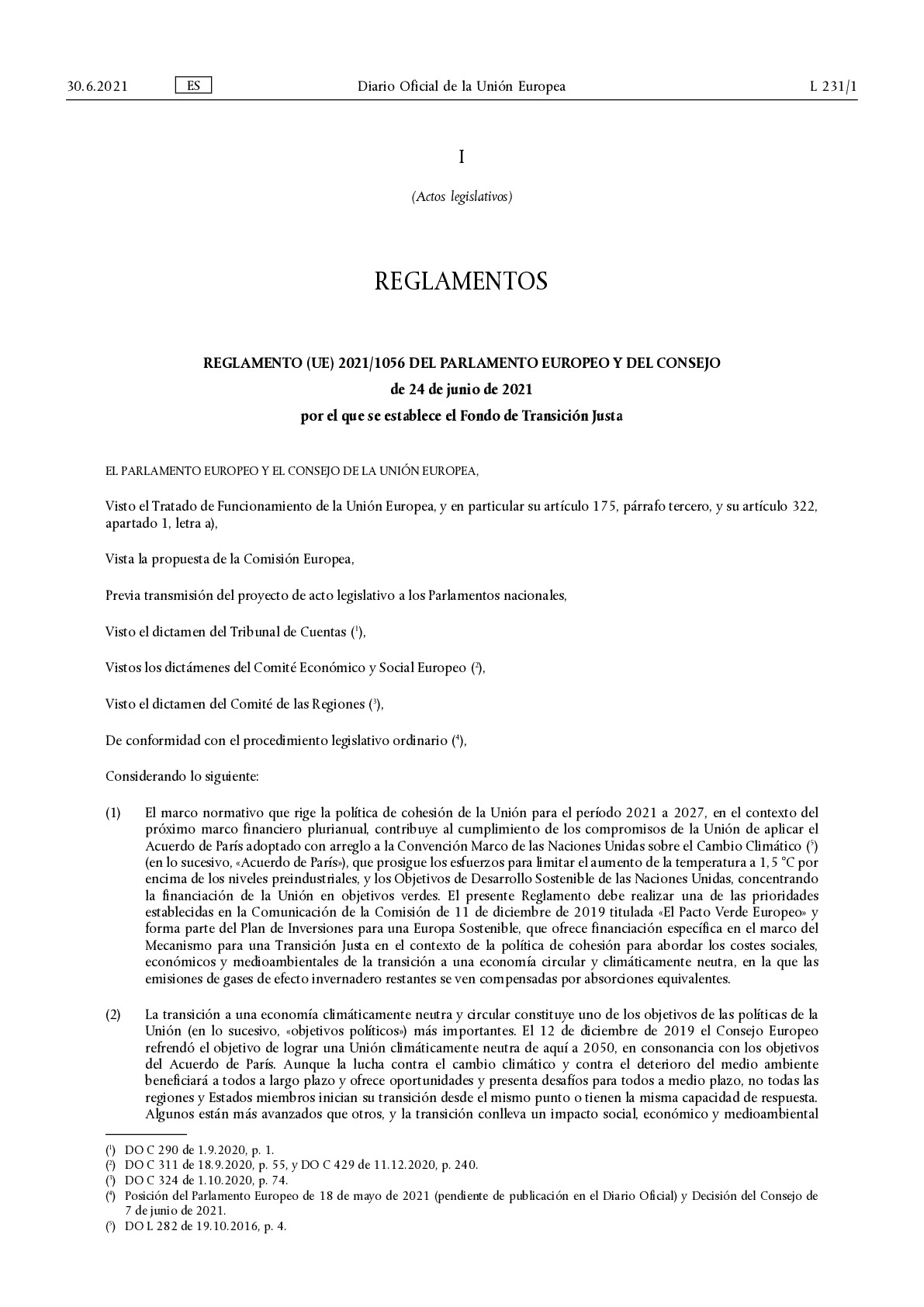 Reglamento 2021-1056_Fondo Transición Justa