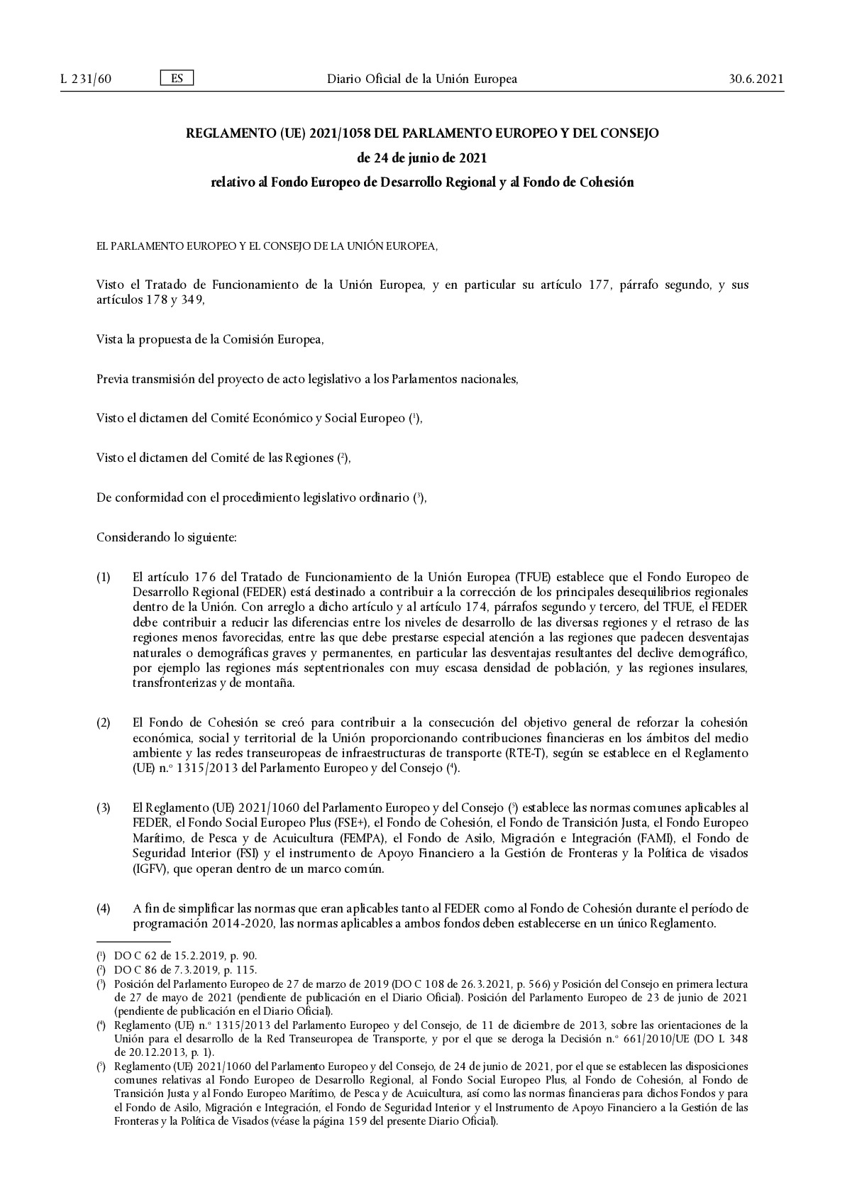 Reglamento 2021-1058_FEDER-FCohesion