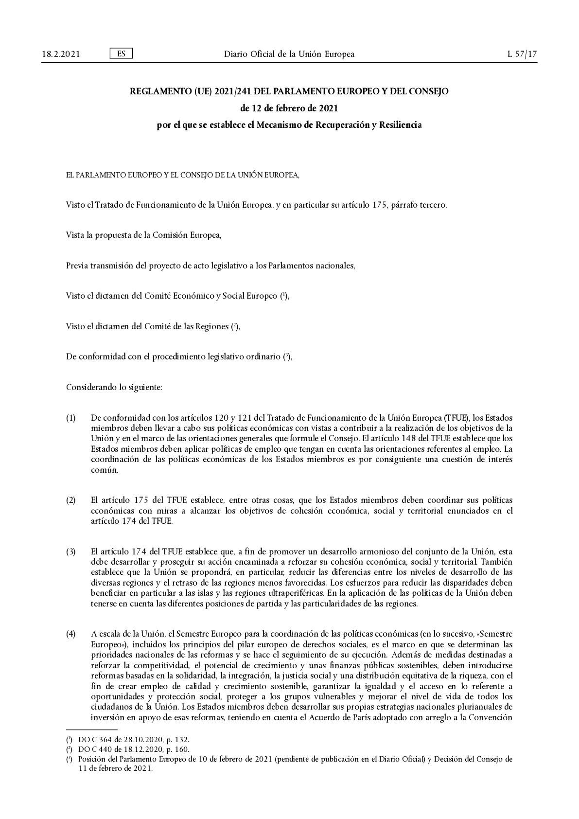 Reglamento 2021-241_Mecanismo de Recuperación y Resilencia