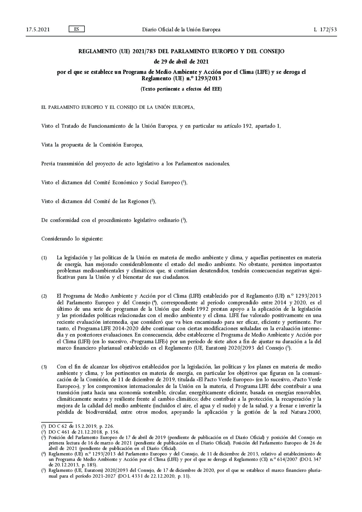 Reglamento 2021-783_Programa LIFE